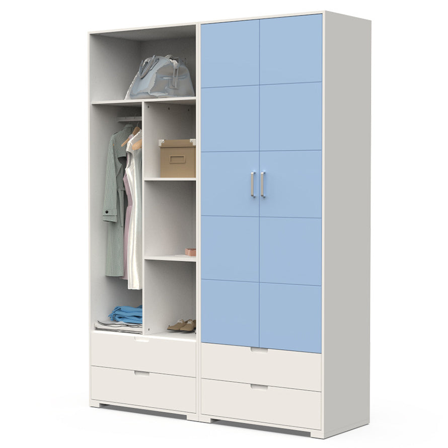 Contemporary Wardrobe Wood Bedroom Wardrobe Closet with 2 Drawers