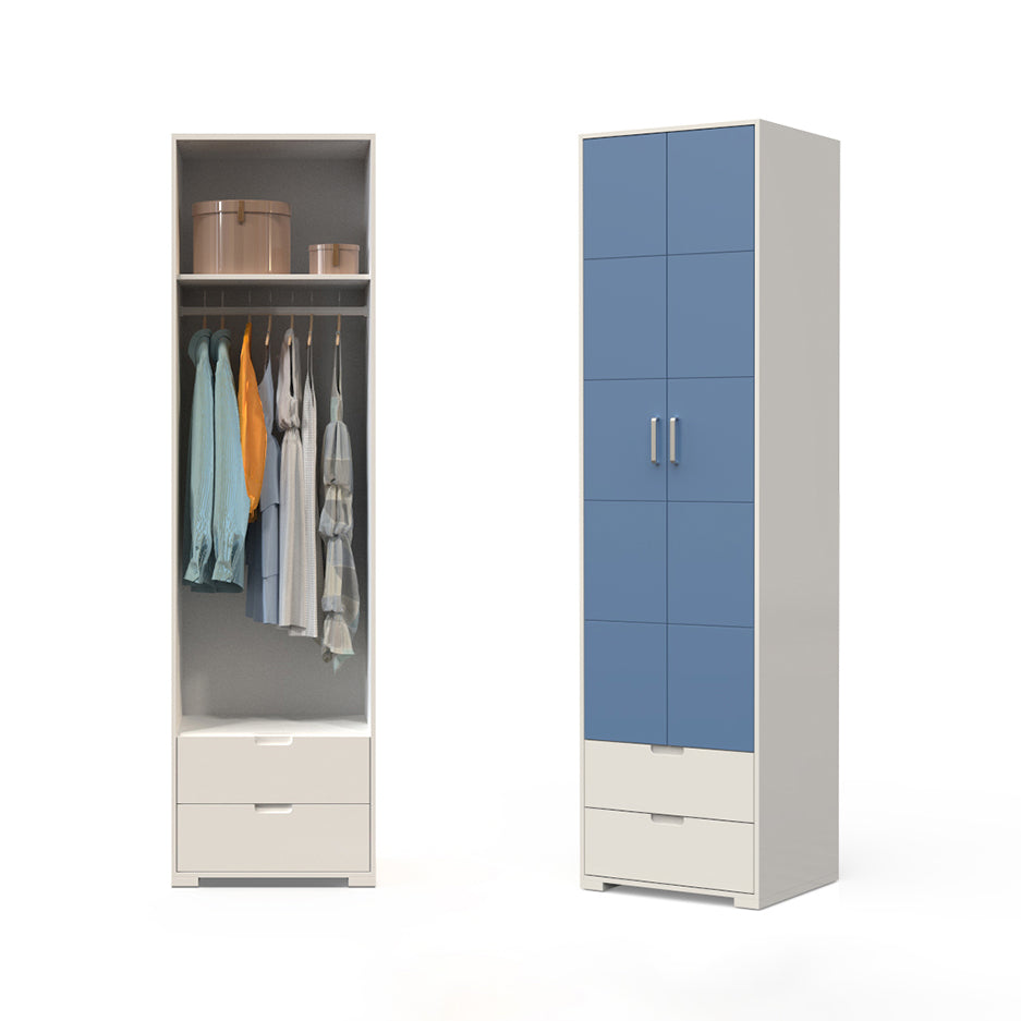 Contemporary Wardrobe Wood Bedroom Wardrobe Closet with 2 Drawers