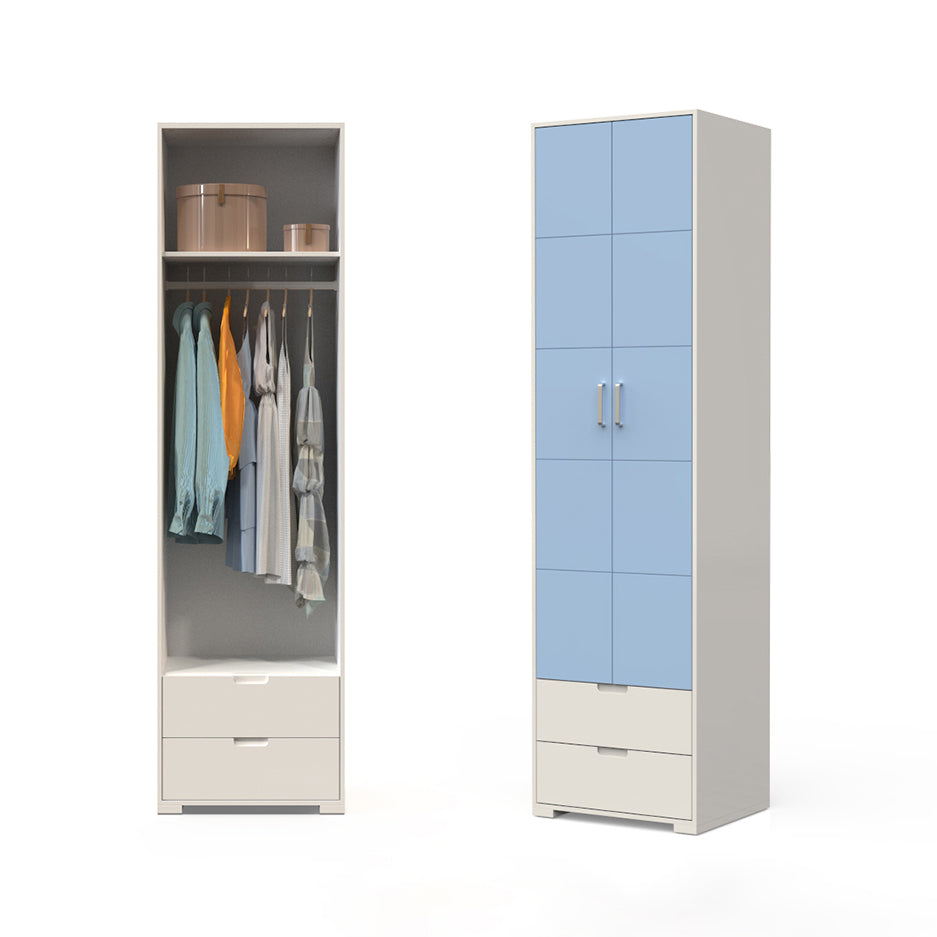 Contemporary Wardrobe Wood Bedroom Wardrobe Closet with 2 Drawers