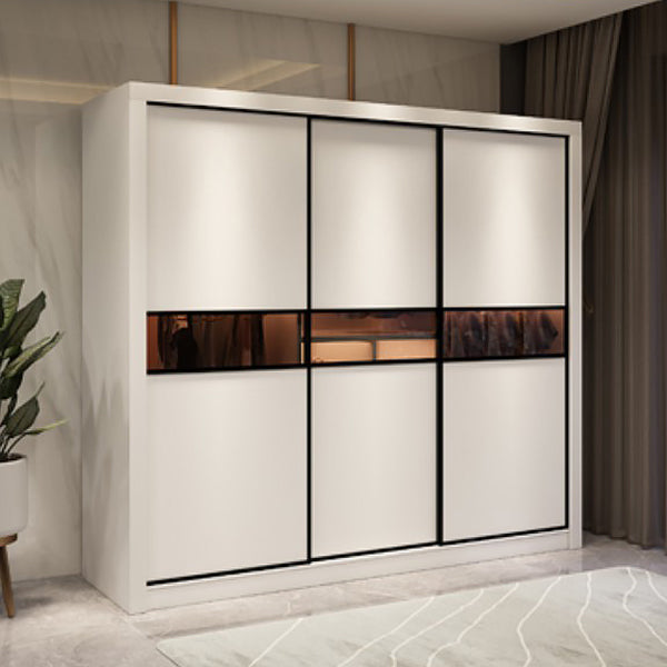 White Contemporary Wardrobe Cabinet Wooden Wardrobe Armoire for Home