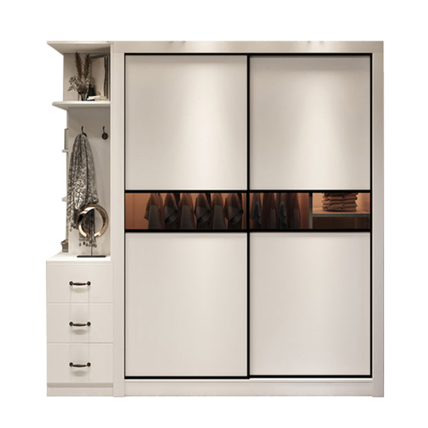 White Contemporary Wardrobe Cabinet Wooden Wardrobe Armoire for Home