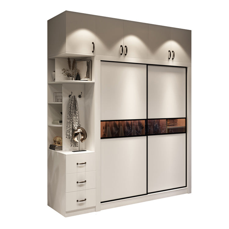 White Contemporary Wardrobe Cabinet Wooden Wardrobe Armoire for Home