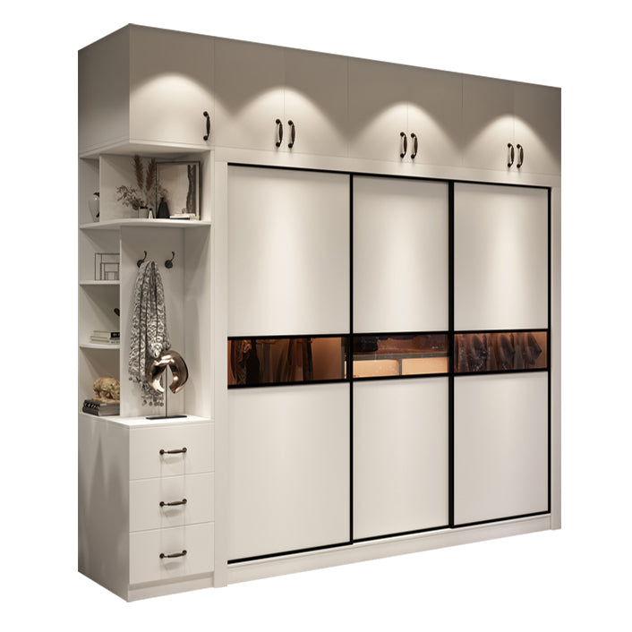 White Contemporary Wardrobe Cabinet Wooden Wardrobe Armoire for Home
