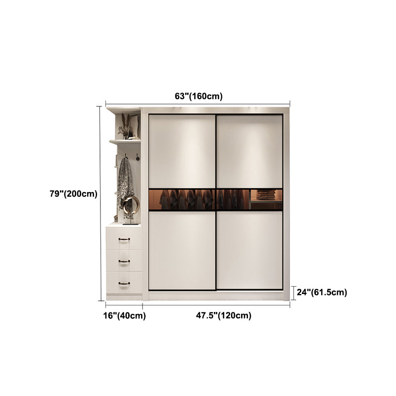 White Contemporary Wardrobe Cabinet Wooden Wardrobe Armoire for Home