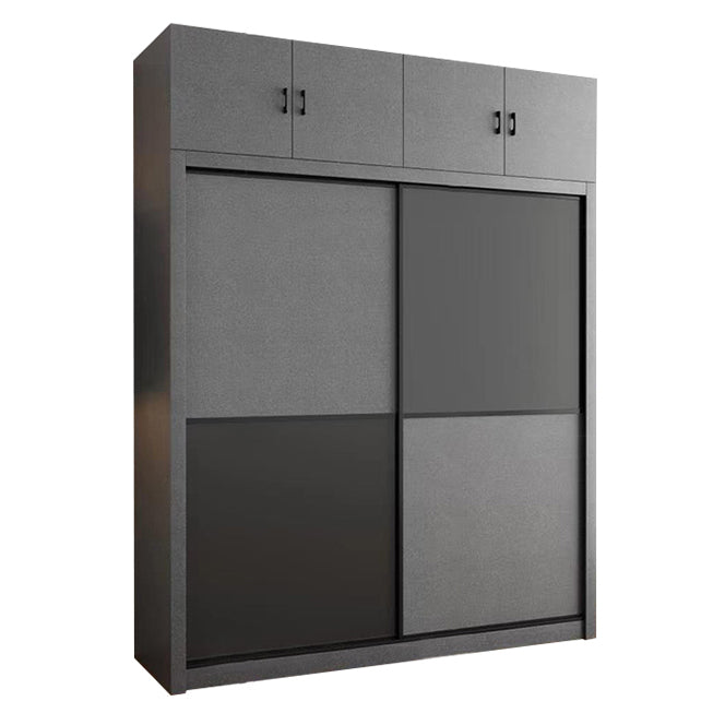 Grey Engineered Wood Wardrobe Armoire Modern Wardrobe Cabinet