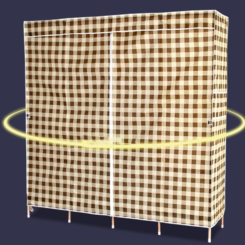 Modern Style Wardrobe with Cloth Rod Solid Wood Bedroom Wardrobe Closet