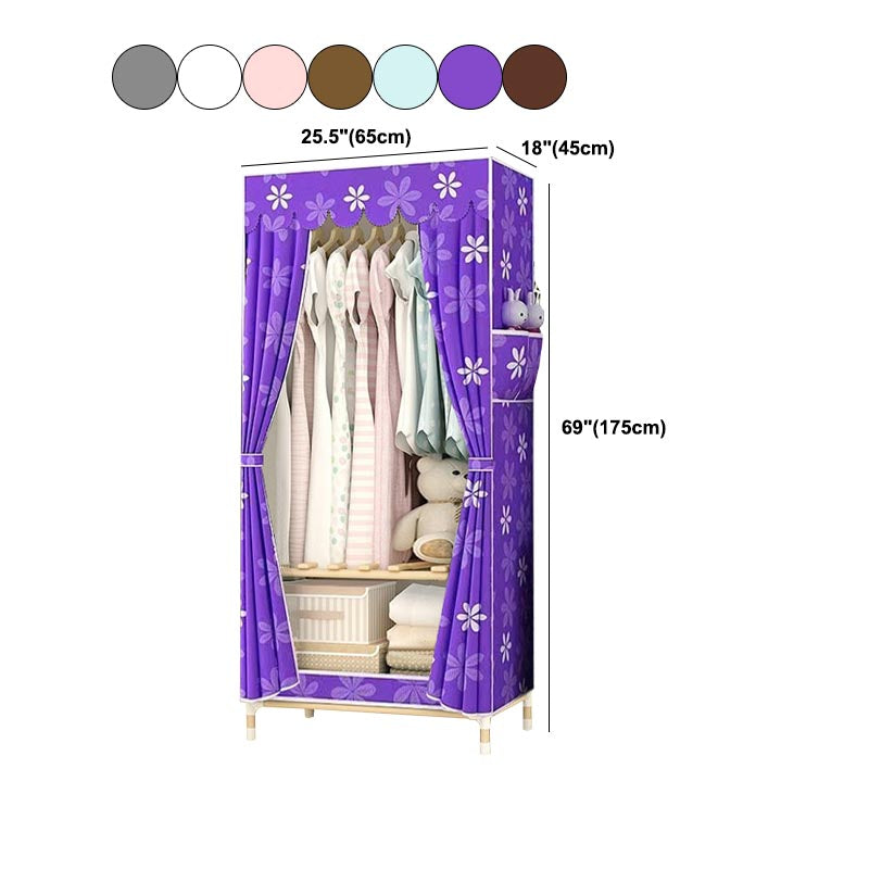 Modern Style Wardrobe with Cloth Rod Solid Wood Bedroom Wardrobe Closet