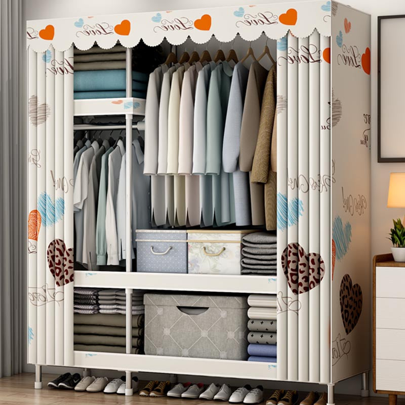 Modern Style Wardrobe Metal Bedroom Wardrobe Closet with Shelves