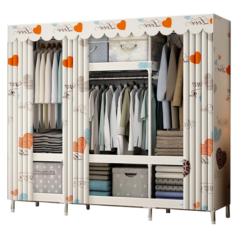 Modern Style Wardrobe Metal Bedroom Wardrobe Closet with Shelves