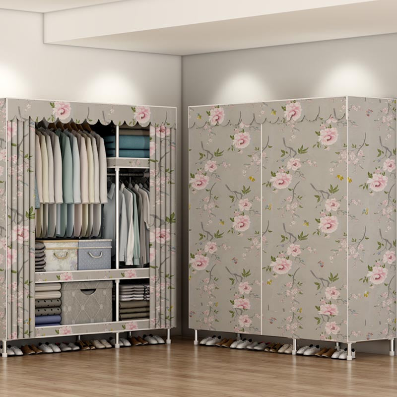 Modern Style Wardrobe Metal Bedroom Wardrobe Closet with Shelves