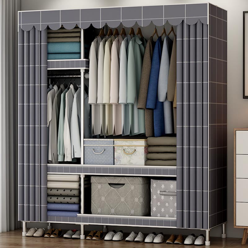 Modern Style Wardrobe Metal Bedroom Wardrobe Closet with Shelves