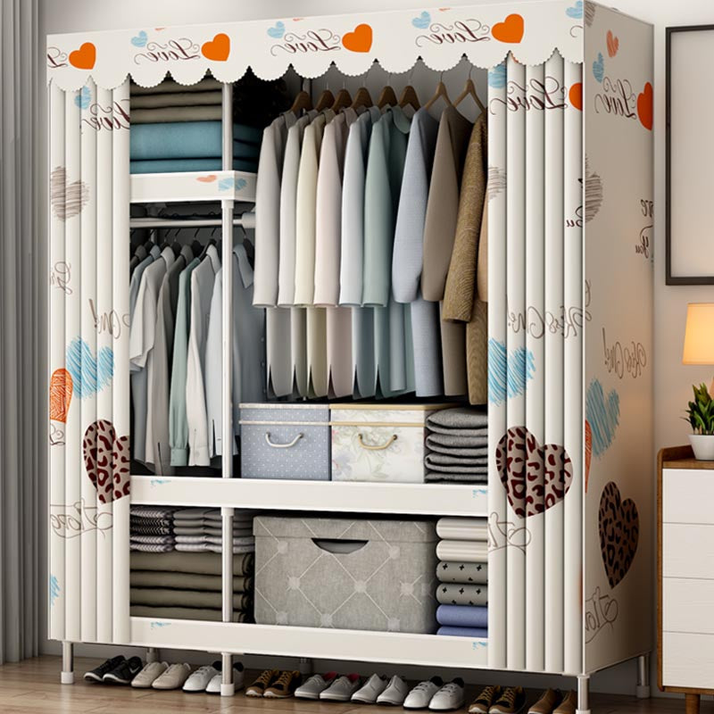 Modern Style Wardrobe Metal Bedroom Wardrobe Closet with Shelves