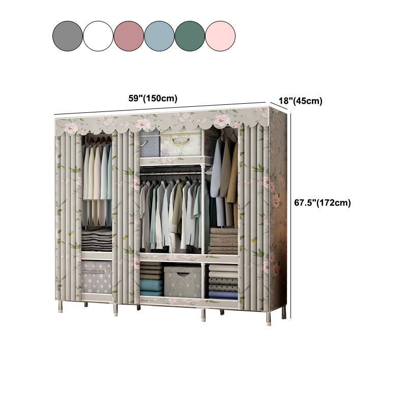 Modern Style Wardrobe Metal Bedroom Wardrobe Closet with Shelves