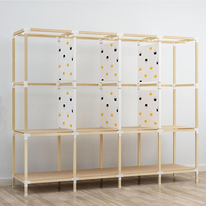 Contemporary Style Wardrobe Solid Wood 1-Door Wardrobe Closet for Home