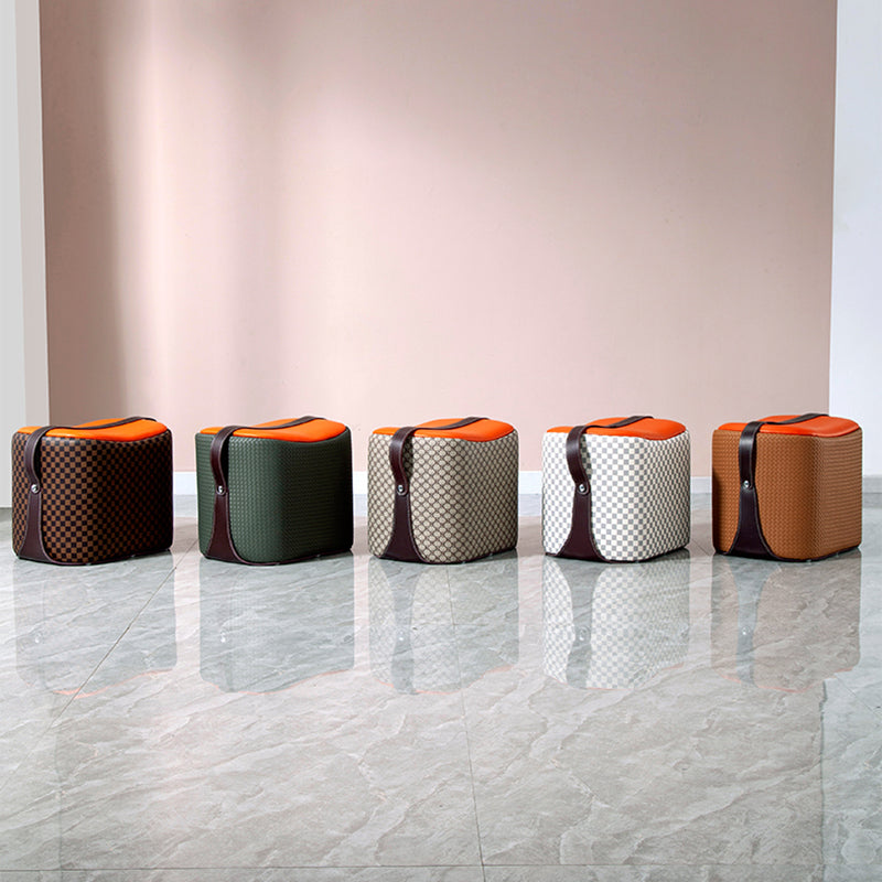 Contemporary Faux Leather Upholstered Ottoman Rectangle Shape Standard