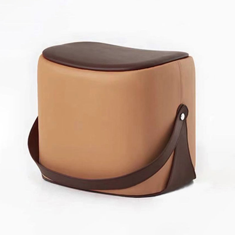 Contemporary Faux Leather Upholstered Ottoman Rectangle Shape Standard