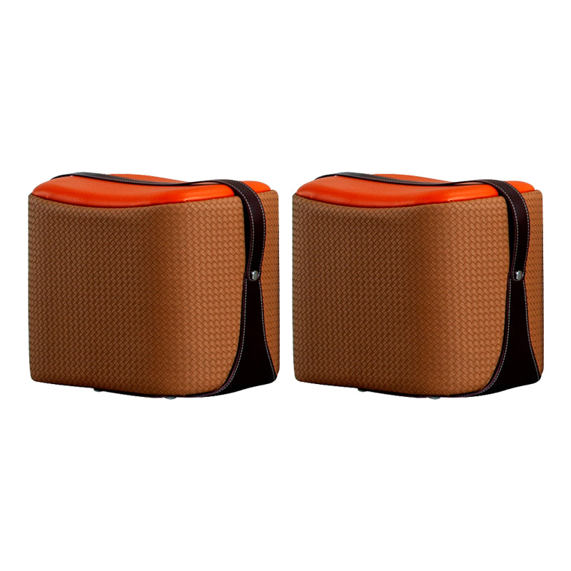 Contemporary Faux Leather Upholstered Ottoman Rectangle Shape Standard