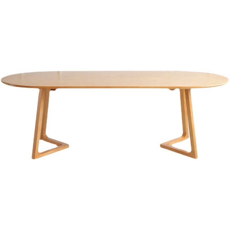 Modern Simple Solid Wood Table for Restaurant Oval Table with Double Pedestal