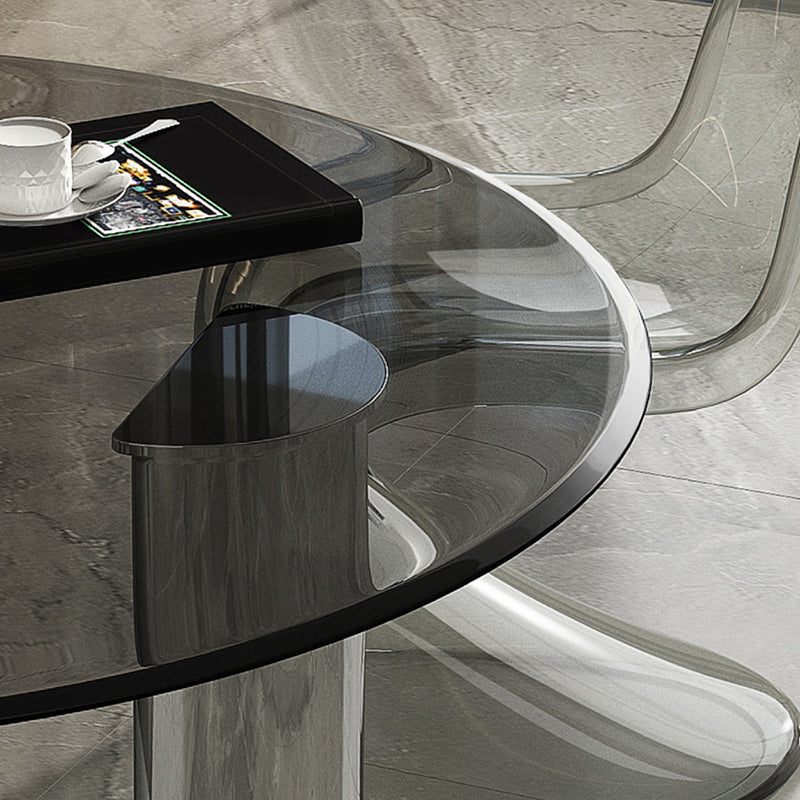 Contemporary Dining Table Round Tempered Glass Top Dinner Table for Home Kitchen Dinner
