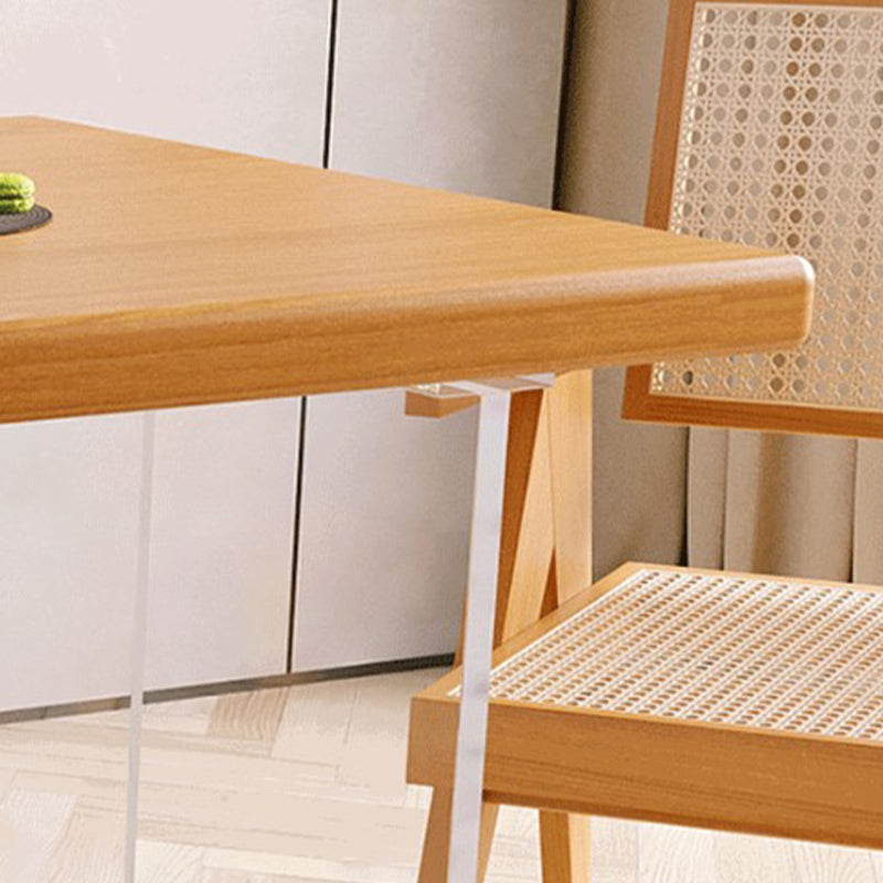 Modern Solid Wood Table for Restaurant Rectangle Table with Acrylic Base