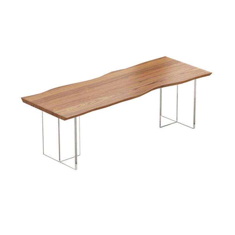 Contemporary Solid Wood Table for Restaurant Rectangle Table with Acrylic Base