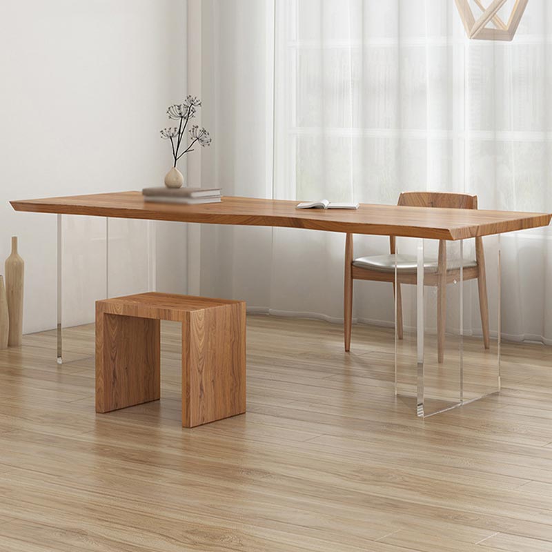 Contemporary Solid Wood Table for Restaurant Rectangle Table with Acrylic Base