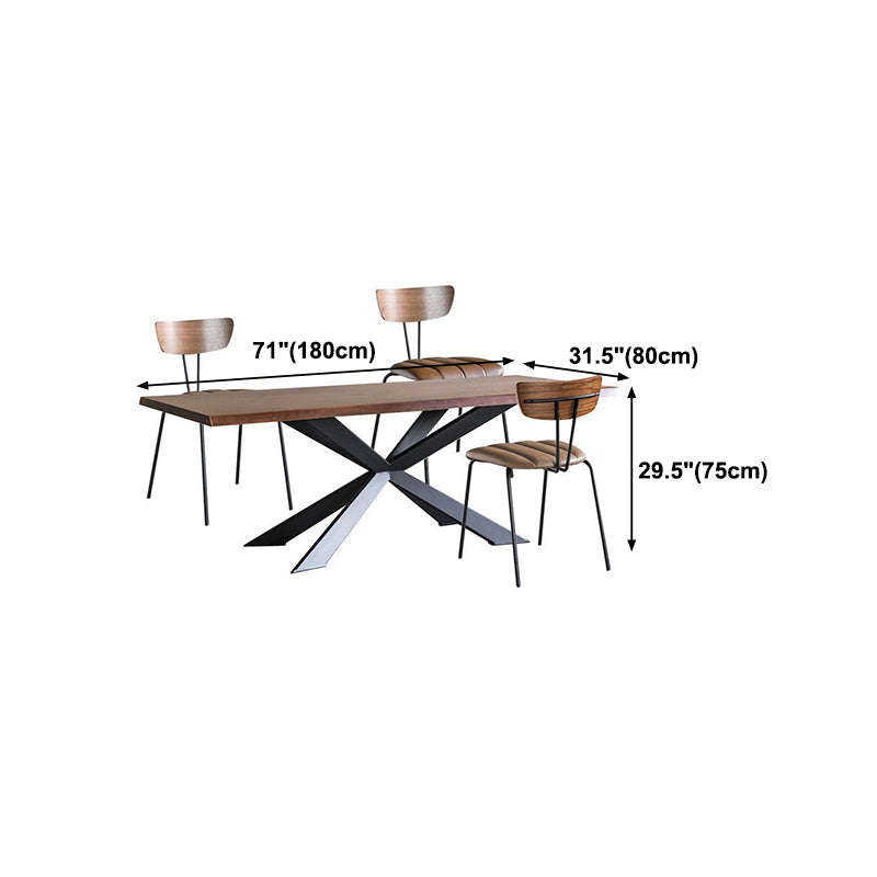 Rectangle Dining Table Brown Pine Wood Modern Pedestal Dining Table
