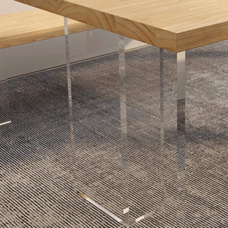Minimalism Solid Wood Table for Restaurant Rectangle Table with Acrylic Base