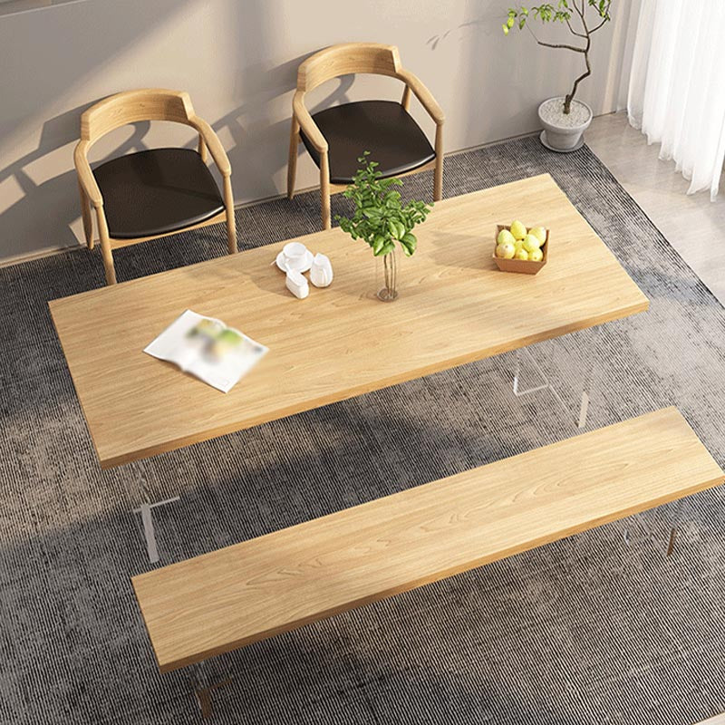 Minimalism Solid Wood Table for Restaurant Rectangle Table with Acrylic Base