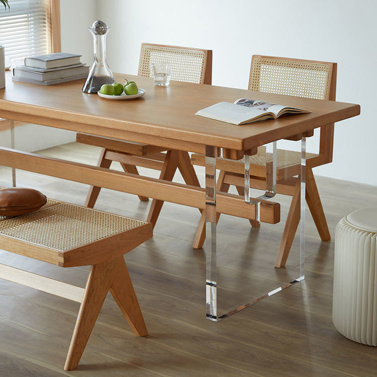 Rectangle Dining Table Brown Wood Modern Dining Table for Home