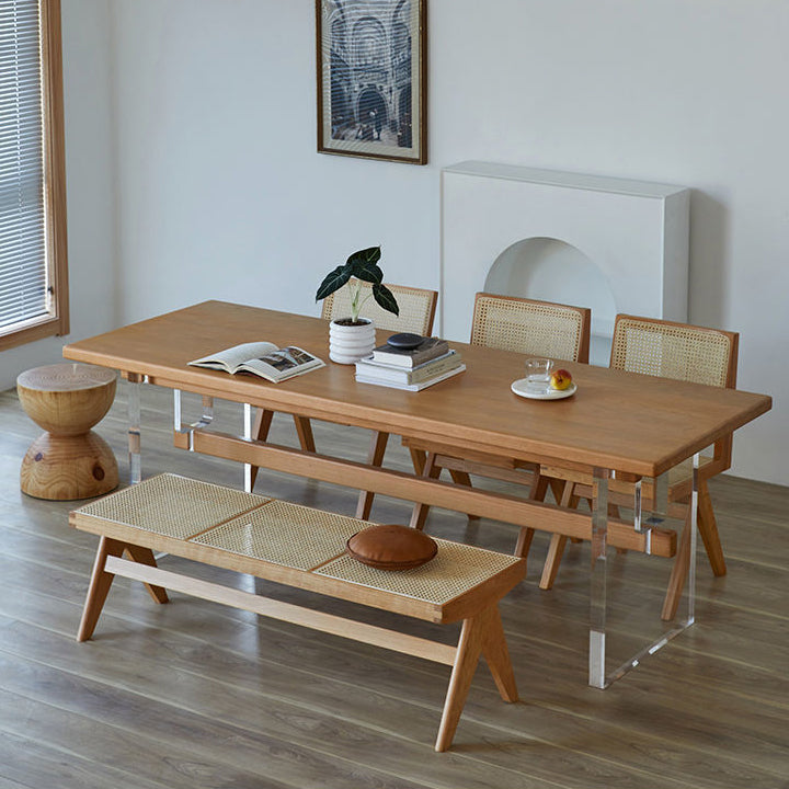 Rectangle Dining Table Brown Wood Modern Dining Table for Home