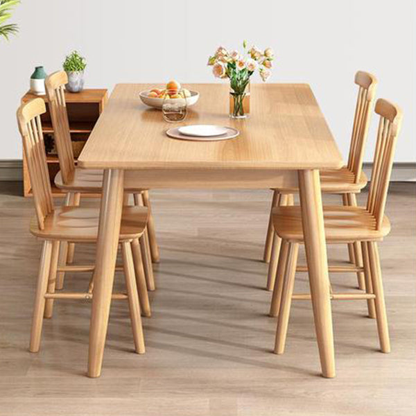 Rectangle Modern Wood Table Standard Height Table Dining Table with 4 Legs