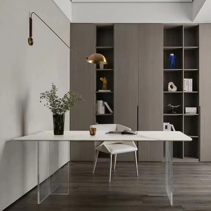 Modern Style White Stone Table Rectangle Dining Table for Kitchen