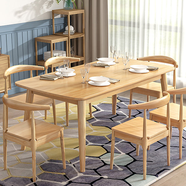 Modern Rectangle Wood Table Standard Height Dining Table with 4 Legs