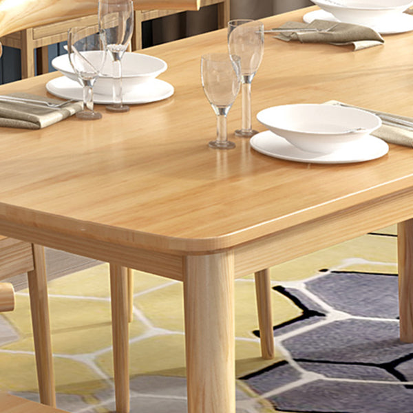 Modern Rectangle Wood Table Standard Height Dining Table with 4 Legs