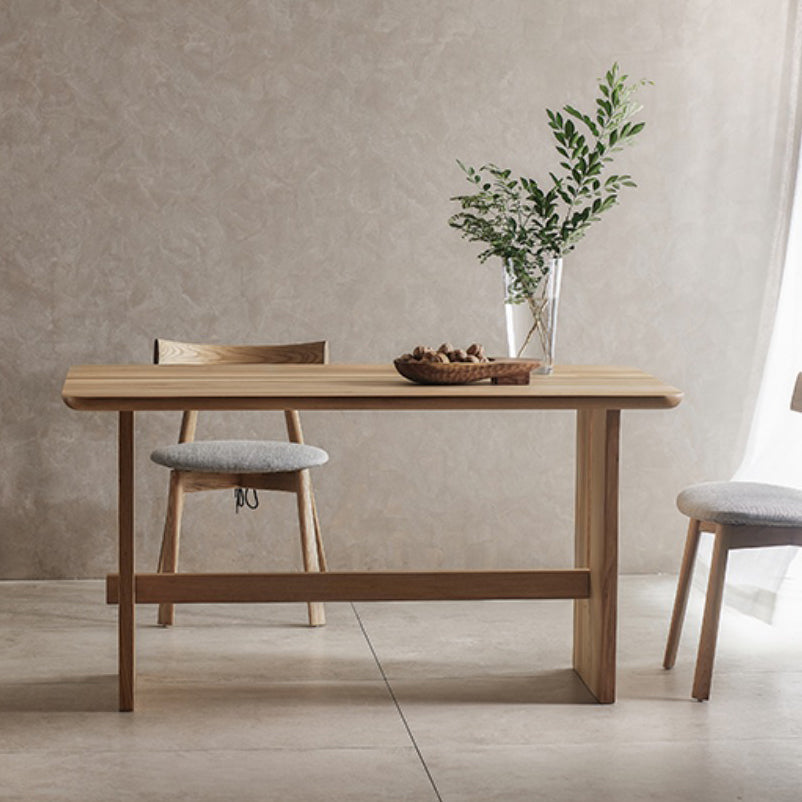 Modern Rectangle Trestle Dining Table Natural Ash Wood Table