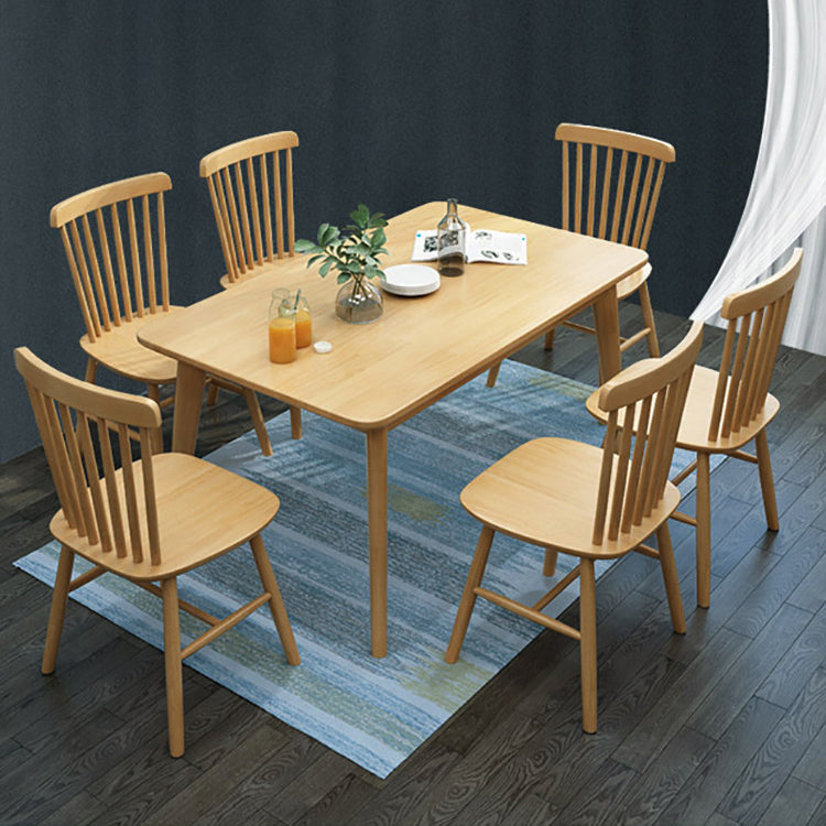Modern Rectangle Solid Wood Table Standard Height Dining Table with 4 Legs