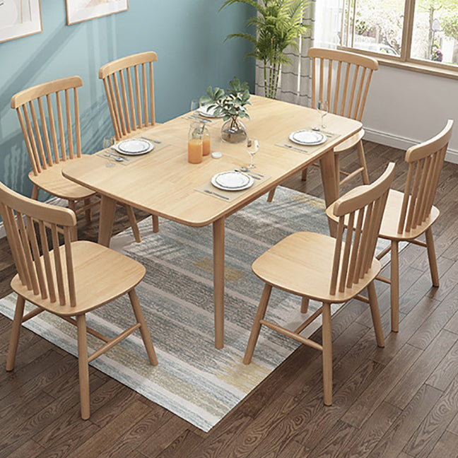 Modern Rectangle Solid Wood Table Standard Height Dining Table with 4 Legs
