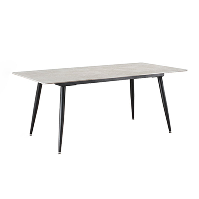 Modern Style Dining Table Gray Top Sintered Stone 4 Legs Table for Home