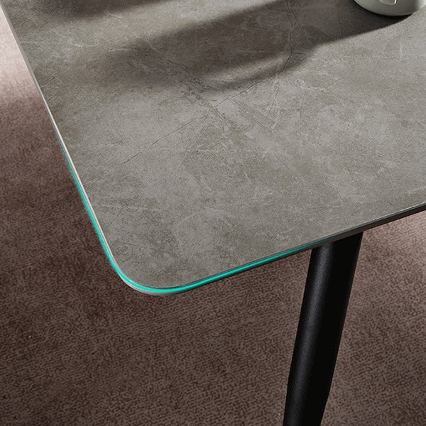 Modern Style Dining Table Gray Top Sintered Stone 4 Legs Table for Home