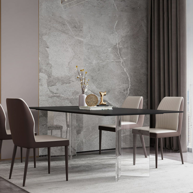 Modern Style Rectangle Dining Table Sintered Stone Table with Acrylic Base