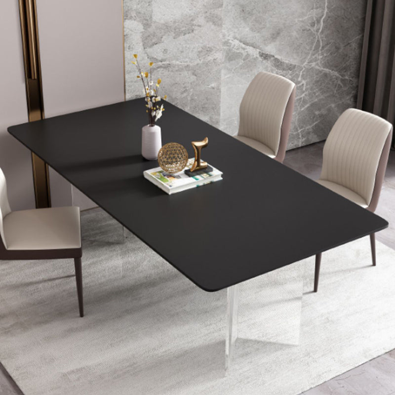 Modern Style Rectangle Dining Table Sintered Stone Table with Acrylic Base