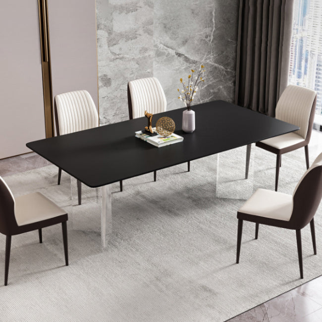 Modern Style Rectangle Dining Table Sintered Stone Table with Acrylic Base