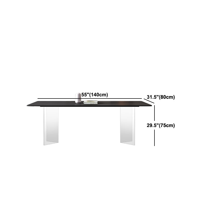 Modern Style Rectangle Dining Table Sintered Stone Table with Acrylic Base