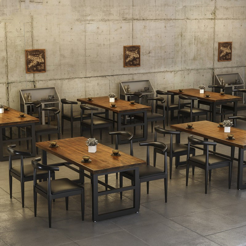 Rectangle Dining Table Industrial Home Kitchen Trestle Base Table