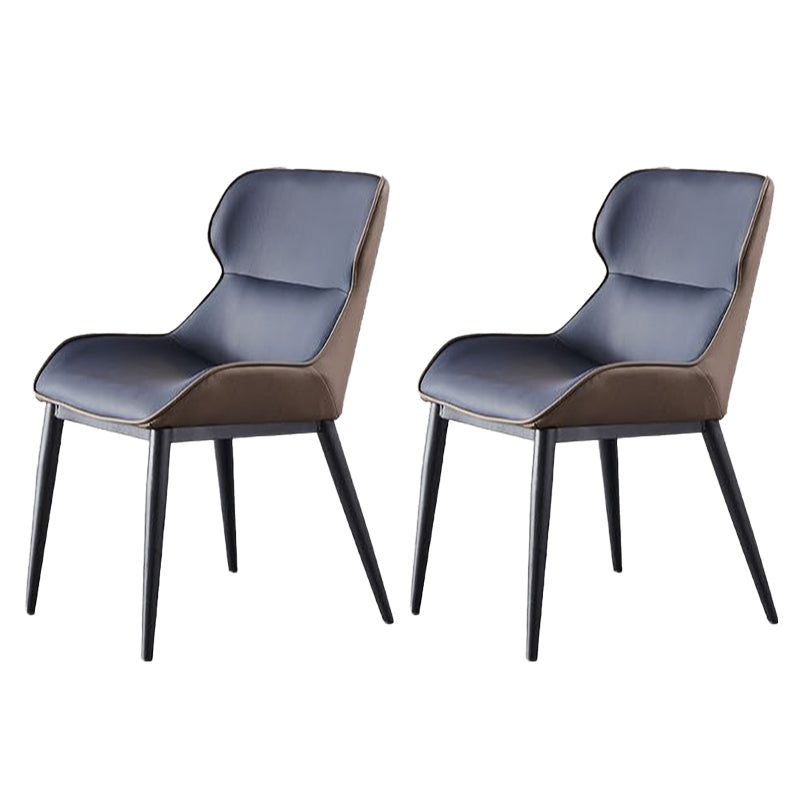 Industrial Style Wingback Side Chairs Faux Leather Dining Chairs