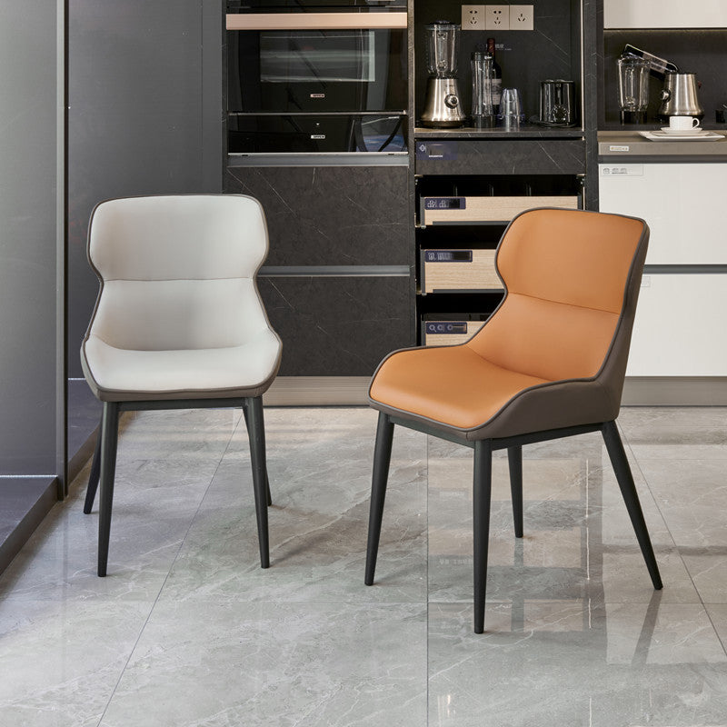 Industrial Style Wingback Side Chairs Faux Leather Dining Chairs