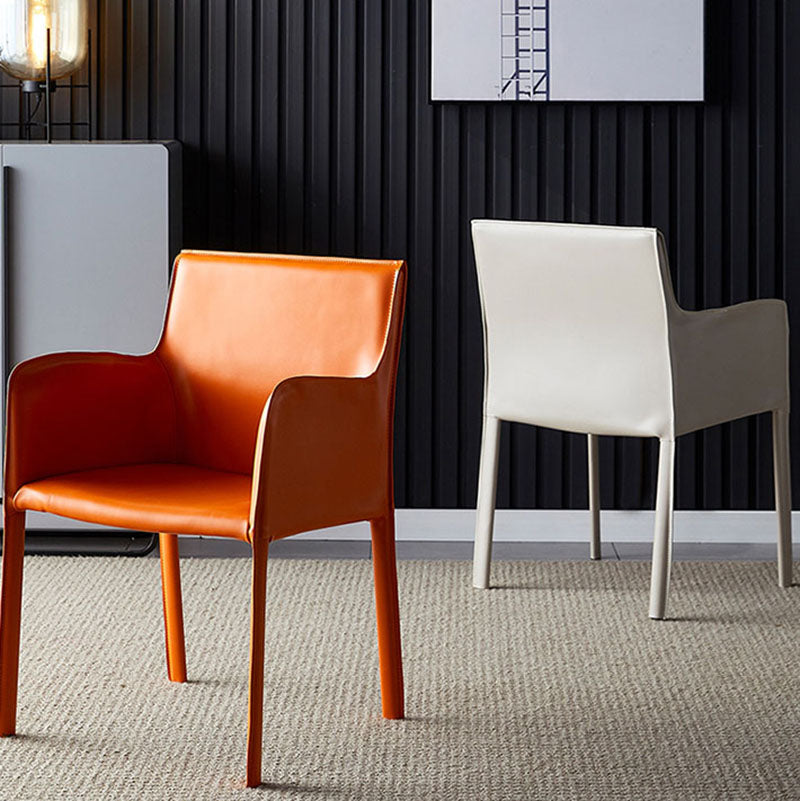 Contemporary Leather Dining Room Chair Metal Dining Armchair for Restaurant Use