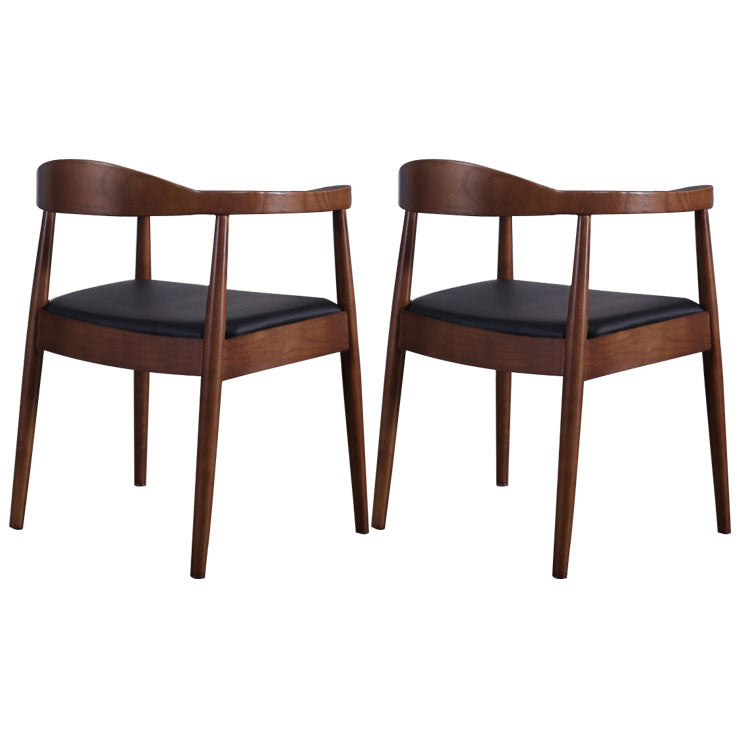 Contemporary Home Wood Arm Chair Matte Finish Open Back Dining Chair