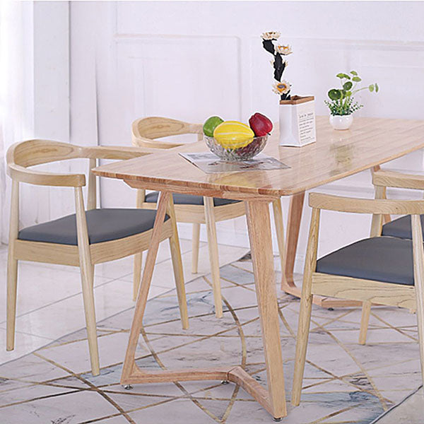 Contemporary Home Wood Arm Chair Matte Finish Open Back Dining Chair